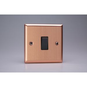 XY20B.BC Varilight 1 Gang 20 Amp Double Pole Switch Urban Brushed Copper Effect Finish With Black Switch