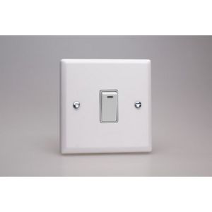 XY20NW.CW Varilight 1 Gang 20 Amp Double Pole Switch with Neon Urban Powder Coated Chalk White Finish with White Switch