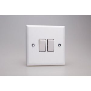 XY2W.CW Varilight 2 Gang 10 Amp Switch Urban Powder Coated Chalk White Finish with White Switches