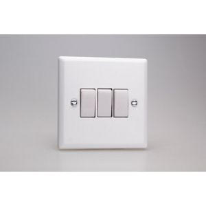 XY3W.CW Varilight 3 Gang 10 Amp Switch Urban Powder Coated Chalk White Finish with White Switches