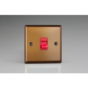 XY45S.BZ Varilight 45 Amp Double Pole Cooker Switch Urban Brushed Bronze Effect Finish With Red Switch