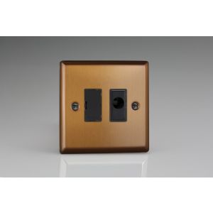 XY6UFOB.BZ Varilight 1 Gang 13 Amp Unswitched Fused Spur with Flex Outlet Urban Brushed Bronze Effect Finish With Black Fuse Cover and Flex Outlet