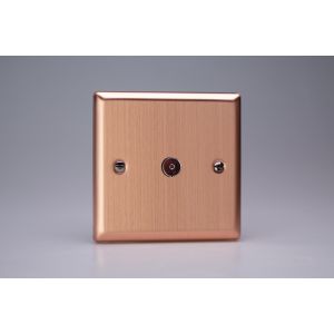 XY8.BC Varilight 1 Gang Co-axial TV Socket Urban Brushed Copper Effect Finish