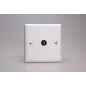 XY8.CW Varilight 1 Gang Co-axial TV Socket Urban Powder Coated Chalk White Finish