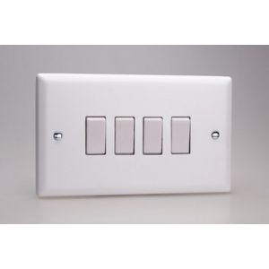 XY9W.CW Varilight 4 Gang 10 Amp Switch Urban Powder Coated Chalk White Finish with White Switches