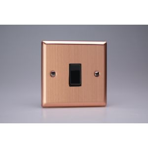 XYBPB.BC Varilight 1 Gang 10 Amp Push-to-make, Bell Push, Retractive Black Switch Urban Brushed Copper Effect Finish With Black Switch