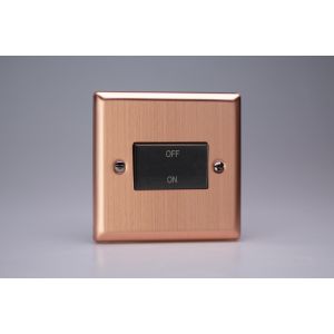 XYFIB.BC Varilight Fan Isolating 10 Amp Triple Pole Switch Urban Brushed Copper Effect Finish With Black Switch