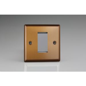 XYG1.BZ Varilight 1 Gang Data Grid Face Plate For 1 Data Module Width Urban Brushed Bronze Effect Finish