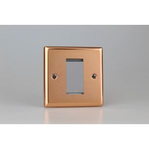 XYG1.CU Varilight 1 Gang Data Grid Face Plate For 1 Data Module Width Urban Polished Copper Coated