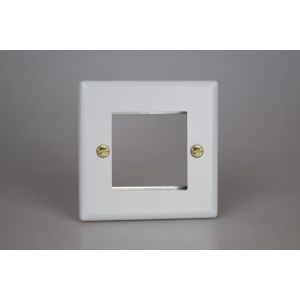 XYG2.MW Varilight 2 Gang Data Grid Face Plate For 2 Data Module Widths Vogue Matt White Effect Finish