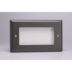 XYG4.SL Varilight 4 Gang Data Grid Face Plate For 3 or 4 Data Module Widths Vogue Slate Effect Finish