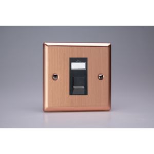 XYGRJ456B.BC Varilight 1 Gang Black Cat6 Networking Socket Urban Brushed Copper Effect Finish