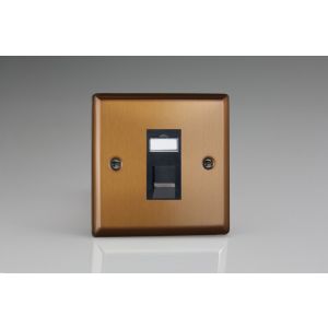 XYGRJ456B.BZ [XYG1.BZ + DRJ456B] Varilight 1 Gang Black Cat6 Networking Socket Urban Brushed Bronze Effect Finish