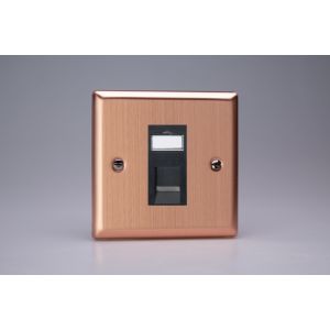 XYGRJ45B.BC Varilight 1 Gang Black Cat5e Networking Socket Urban Brushed Copper Effect Finish