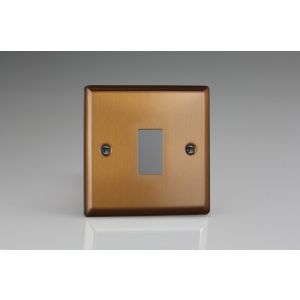 XYPGY1.BZ Varilight 1 Gang Power Grid Faceplate Including Power Grid Frame Urban Brushed Bronze Effect Finish