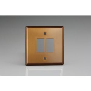 XYPGY2.BZ Varilight 2 Gang Power Grid Faceplate Including Power Grid Frame Urban Brushed Bronze Effect Finish