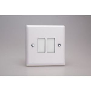 XYPGY2.CW Varilight 2 Gang Power Grid Faceplate Including Power Grid Frame Urban Powder Coated Chalk White Finish