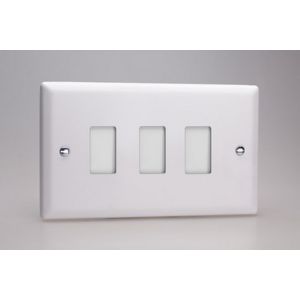 XYPGY3.CW Varilight 3 Gang Power Grid Faceplate Including Power Grid Frame Urban Powder Coated Chalk White Finish