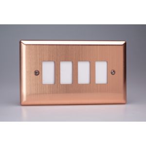 XYPGY4.BC Varilight 4 Gang Power Grid Faceplate Including Power Grid Frame Urban Brushed Copper Effect Finish 