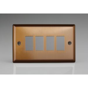 XYPGY4.BZ Varilight 4 Gang Power Grid Faceplate Including Power Grid Frame Urban Brushed Bronze Effect Finish