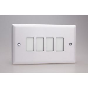 XYPGY4.CW Varilight 4 Gang Power Grid Faceplate Including Power Grid Frame Urban Powder Coated Chalk White Finish 