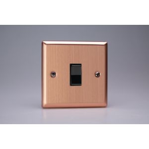 XYR1B.BC Varilight 1 Gang 10 Amp 2 Way & Off Retractive Switch Urban Brushed Copper Effect Finish With Black Switch