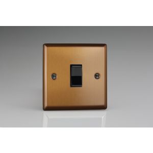 XYR1B.BZ Varilight 1 Gang 10 Amp 2 Way & Off Retractive Switch Urban Brushed Bronze Effect Finish With Black Switch