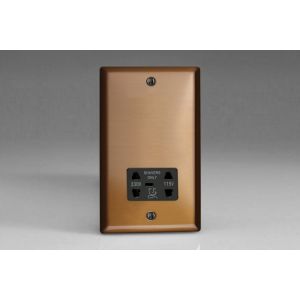 XYSSB.BZ Varilight Black Dual Voltage 240V/115V IP41 Shaver Socket Urban Brushed Bronze Effect Finish With Black Socket