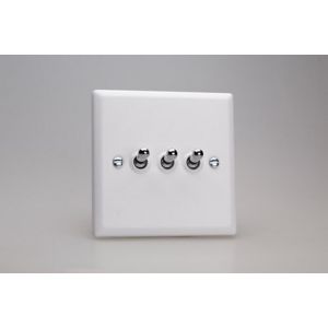 XYT3.CW Varilight 3 Gang 10 Amp Toggle Switch Urban Powder Coated Chalk White Finish