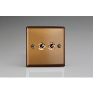 XYT71.BZ Varilight 2 Gang Comprising of 1 Intermediate (3 Way) and 1 Standard (1 or 2 Way) 10 Amp Toggle Switch Urban Brushed Bronze Effect Finish With Black Toggle Switches