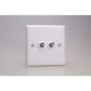 XYT71.CW Varilight 2 Gang Comprising of 1 Intermediate (3 Way) and 1 Standard (1 or 2 Way) 10 Amp Toggle Switch Urban Powder Coated Chalk White Finish