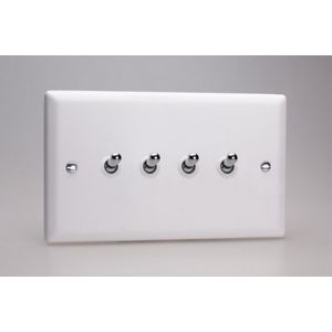 XYT9.CW Varilight 4 Gang 10 Amp Toggle Switch Urban Powder Coated Chalk White Finish