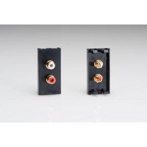 DPH2B Varilight 2 Gang (Double), Phono (RCA) Module in Black with Two Female Phono Sockets. Use with Varilight DataGrid Plates