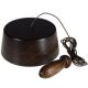 CXWPC-1-DK-B-S2W Hand Turned Wooden Ceiling Pull Cord Unit and Acorn Pull Cord End, Black Cord, 1- or 2- Way, 10 Amps, on a Round Dark Oak Base