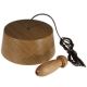 CXWPC-1-O-B-S2W Hand Turned Wooden Ceiling Pull Cord Unit and Acorn Pull Cord End, Black Cord, 1- or 2- Way, 10 Amps, on a Round Light Oak Base