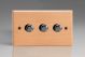 HBE43-BN-S2W Varilight V-Dim Series 3 Gang 40-250 Watt Dimmer Kilnwood Classic Wood Scandic Beech With Iridium Black knobs