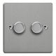 HDE2.BS [WDE2.BS + 2x MTR250] Varilight V-Dim Series 2 Gang, 1 Way Only, 40-250 Watt Dimmer Essential Brushed Steel Finish