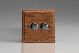 HMO4-BN-S2W Varilight V-Dim Series 2 Gang 40-250 Watt Dimmer Kilnwood Classic Wood Medium Oak With Iridium Black knobs