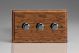 HMO43-BN-S2W Varilight V-Dim Series 3 Gang 40-250 Watt Dimmer Kilnwood Classic Wood Medium Oak With Iridium Black knobs