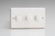 HQ23W [WQD3W + 3x MTR250] Varilight V-Dim Series 3 Gang, 1 Way Only, 40-250 Watt Dimmer Classic White Dimmer, With White Knobs