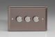 HR23 [WRD3 + 3x MTR250] Varilight V-Dim Series 3 Gang, 1 Way Only, 40-250 Watt Dimmer Classic Pewter Effect Finish