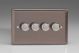 HR24 [WRD4 + 4x MTR250] Varilight V-Dim Series 4 Gang, 1 Way Only, 40-250 Watt Dimmer Classic Pewter Effect Finish