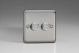 HS4 [WS2 + 2x MTP250] Varilight V-Dim Series 2 Gang 40-250 Watt Dimmer Classic Matt Chrome Finish (Brushed Steel Effect)