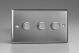 HT23 [WTD3 + 3x MTR250] Varilight V-Dim Series 3 Gang, 1 Way Only 40-250 Watt Dimmer Classic Brushed Steel