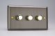 HY33.AB Varilight V-Dim Series 3 Gang 60-400 Watt Dimmer Urban Antique (Brushed) Brass Effect