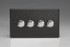 IDLDP304S [WDLD4S + 4x MIP302] Varilight V-Plus Series 4 Gang 40-300 Watt/VA Dimmer Screwless Premium Black Plastic