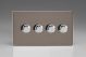 IDRDP304S [WDRD4S + 4x MIP302] Varilight V-Plus Series 4 Gang 40-300 Watt/VA Dimmer Screwless Pewter Effect Finish