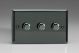 IIDP303 Varilight V-Plus Series 3 Gang 40-300 Watt/VA Dimmer Iridium Black (Gloss) Effect Finish