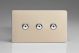 IJDNI103S-SP Varilight V-Pro IR Series 3 Gang 0-100 Watts Master Trailing Edge LED Dimmer Screwless Satin Chrome Effect Finish