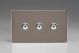 IJDRI103S-SP Varilight V-Pro IR Series 3 Gang 0-100 Watts Master Trailing Edge LED Dimmer Screwless Pewter Effect Finish